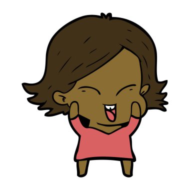 mutlu çizgi film kız vektör çizim