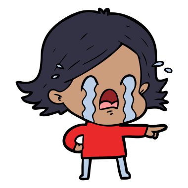 vektör çizim karikatür kadının ağladığını