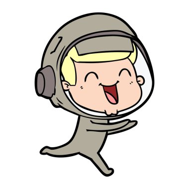 mutlu karikatür astronot vektör çizim