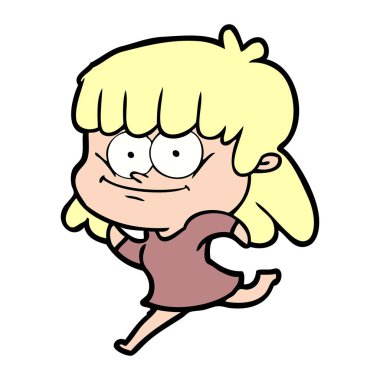 vektör çizim karikatür gülümseyen kadın