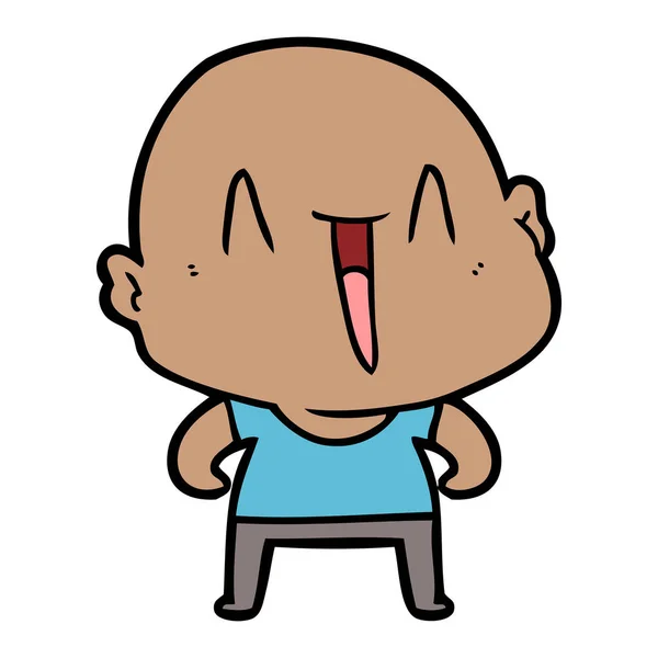 Hombre Calvo Dibujos Animados Feliz — Vector de stock