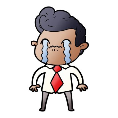 vektör çizim karikatür adam ağlıyor
