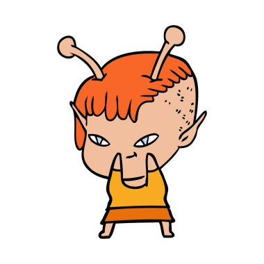 sevimli çizgi uzaylı kız