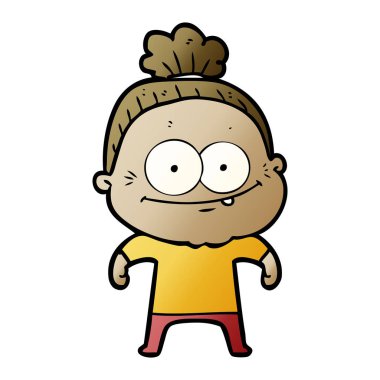 karikatür mutlu yaşlı kadın