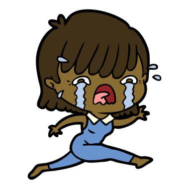 vektör çizim karikatür kız ağlıyor