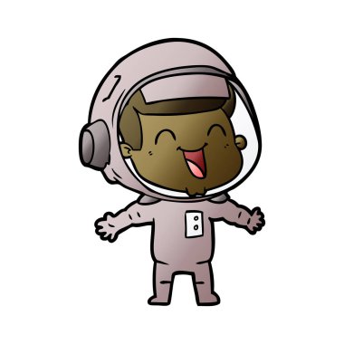 mutlu karikatür astronot vektör çizim