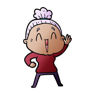 karikatür mutlu yaşlı kadın