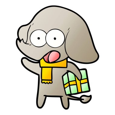 vektör çizim sevimli çizgi fil