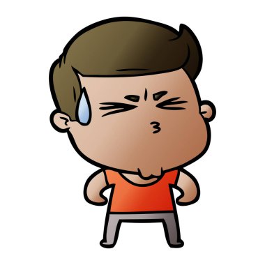 vektör çizim karikatür adam terleme