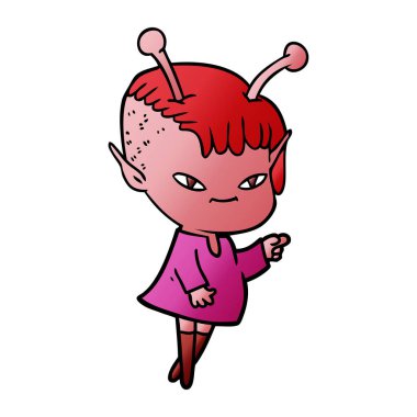 sevimli çizgi uzaylı kız