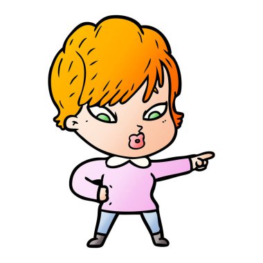 Çizgi filmdeki kadının vektör çizimi