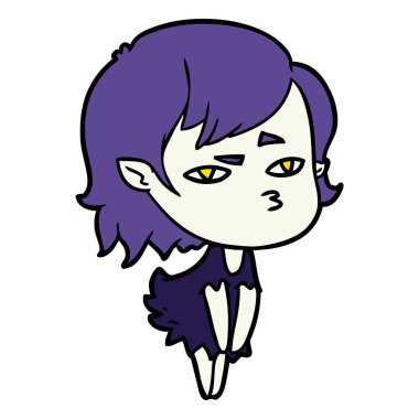 Çizgi filmdeki vampir kızın vektör çizimi