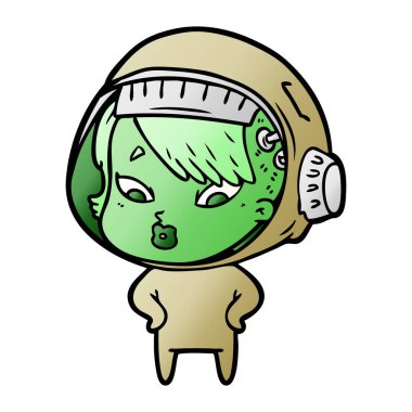 vektör çizim karikatür astronot kadın