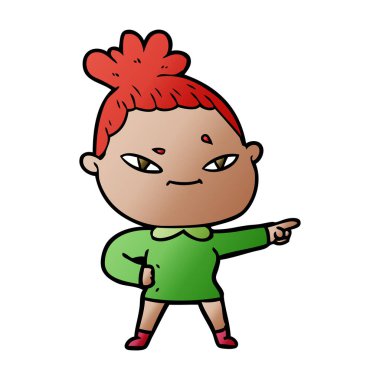 Çizgi filmdeki kadının vektör çizimi