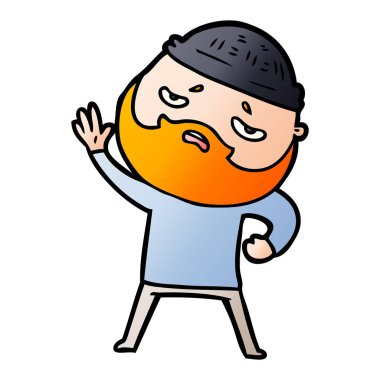 Sakallı endişeli adam çizgi film