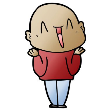 mutlu karikatür kel adam