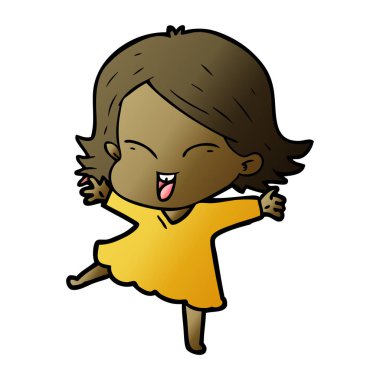 mutlu çizgi film kız vektör çizim