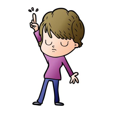 Çizgi filmdeki kadının vektör çizimi