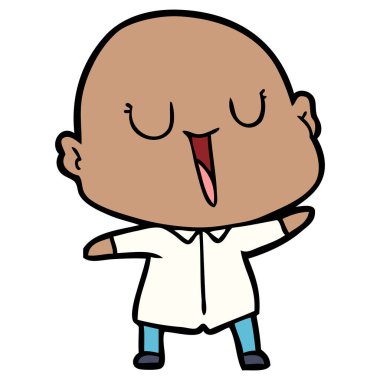 mutlu karikatür kel adam