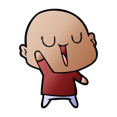 mutlu karikatür kel adam