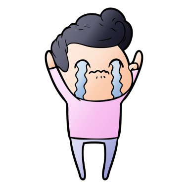 vektör çizim karikatür adam ağlıyor