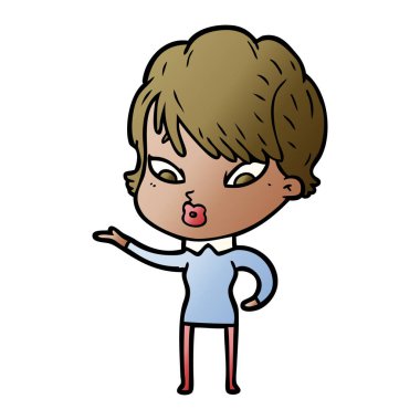 Çizgi filmdeki kadının vektör çizimi