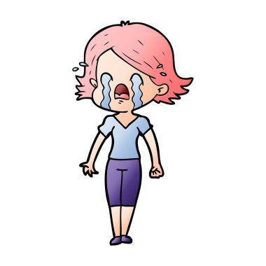 vektör çizim karikatür kadının ağladığını