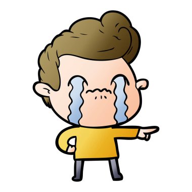 vektör çizim karikatür adam ağlıyor