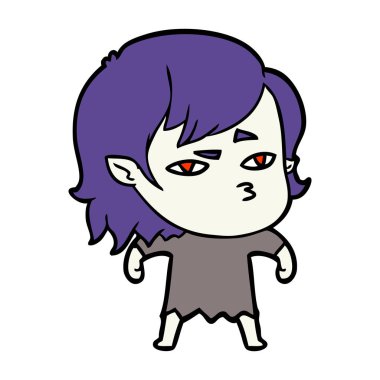 Çizgi filmdeki vampir kızın vektör çizimi