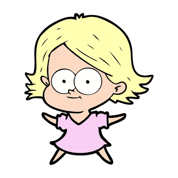 快乐卡通女孩的矢量插图 — 图库矢量图片