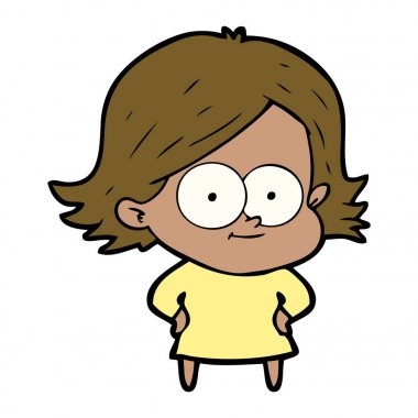 mutlu çizgi film kız vektör çizim