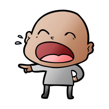 karikatür bağırarak kel adam