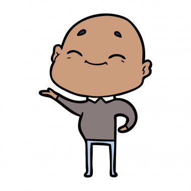 mutlu karikatür kel adam