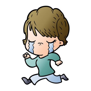 vektör çizim karikatür kadının ağladığını