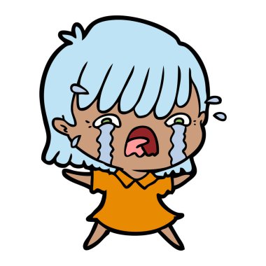 vektör çizim karikatür kız ağlıyor