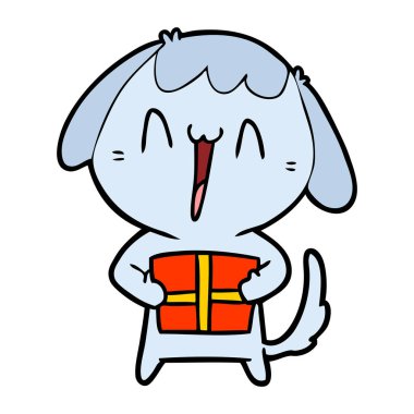 sevimli çizgi köpek Noel hediyesi ile