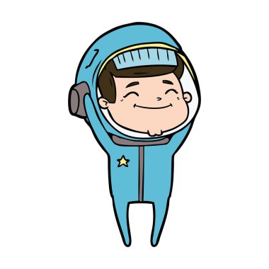 mutlu karikatür astronot vektör çizim