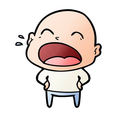 karikatür bağırarak kel adam