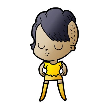 Çizgi filmdeki kadının vektör çizimi