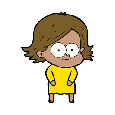 mutlu çizgi film kız vektör çizim