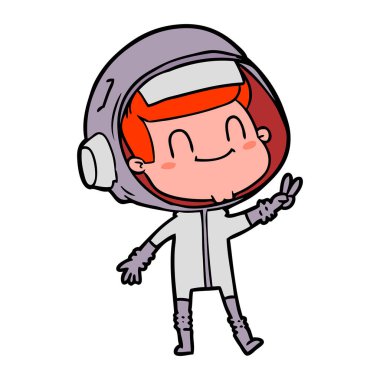 mutlu karikatür astronot vektör çizim