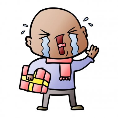 çizgi film ağlayan kel adam