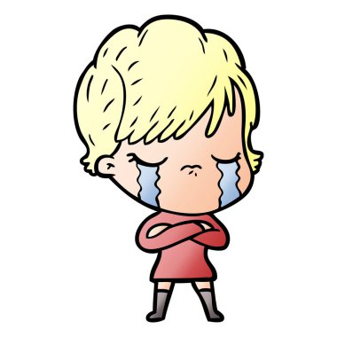 vektör çizim karikatür kadının ağladığını
