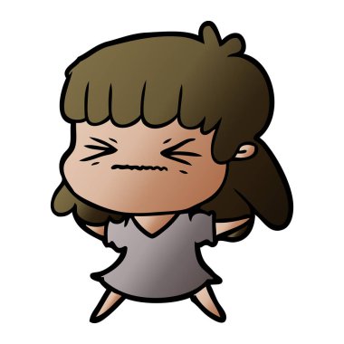 Çizgi filmdeki kadının vektör çizimi