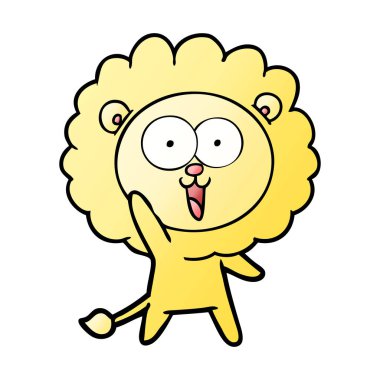 mutlu karikatür aslan vektör çizim