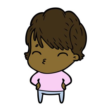 vektör çizim karikatür kadın düşünme