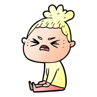 vektör çizim karikatür kızgın kadın