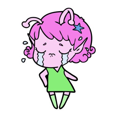 ağlayan uzaylı kız çizgi film