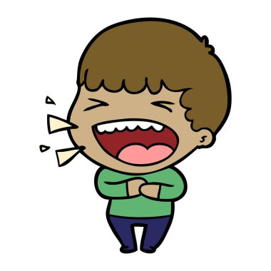 adam gülüyor karikatür vektör çizim