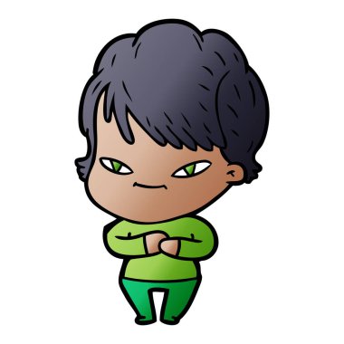 vektör çizim karikatür mutlu kadın